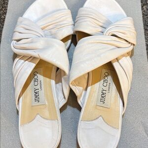 JIMMY CHOO White Leather Sandals 38.5
